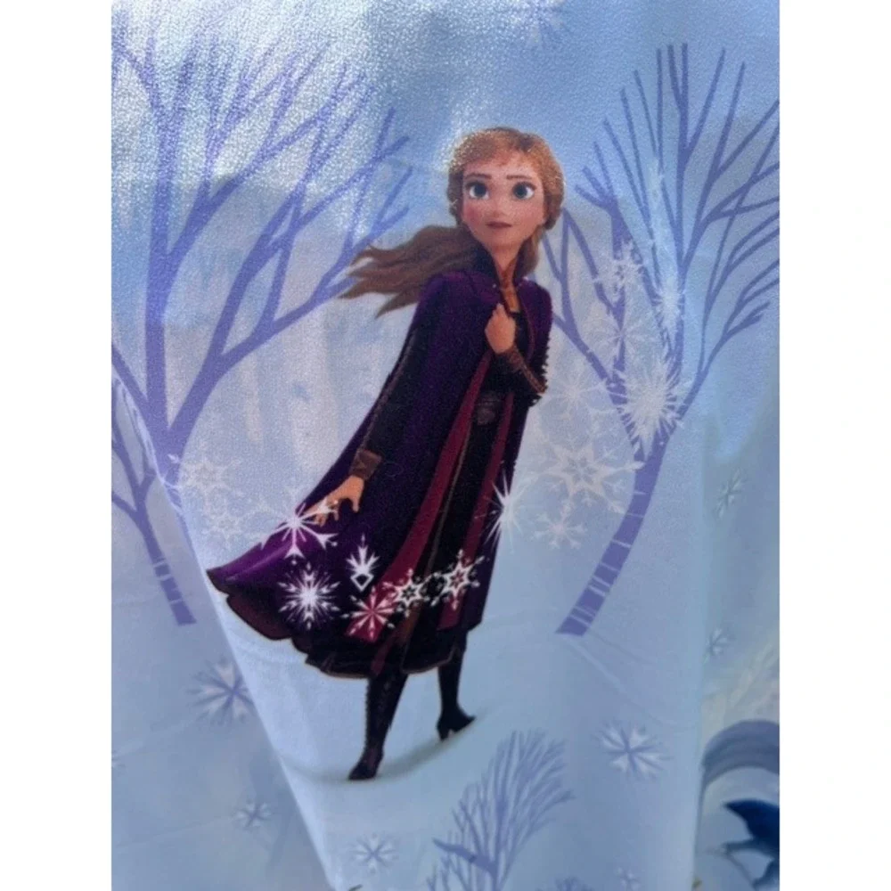 Disney Frozen II Blanket Throw 64x184 Blue EUC Anna Elsa Olaf Winter Forest 2019